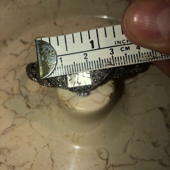 1950s Art Deco Style Sterling Silver Marcasite Ricoh Watch 6.1” - 6.7” Stretch - Picture 12 of 15